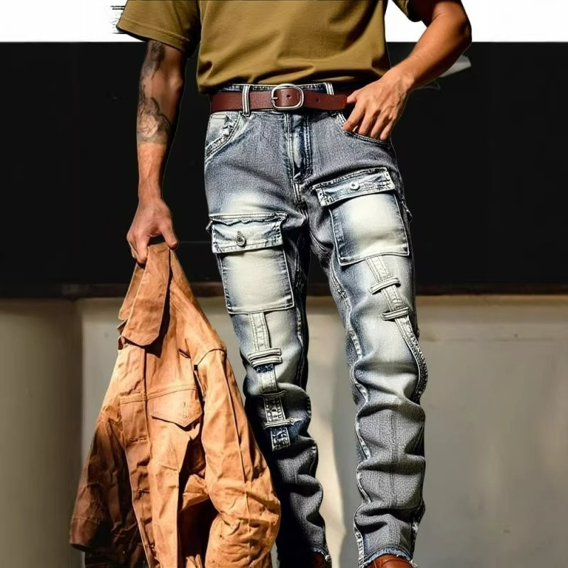 Europe Streetwear Brand - Men's Distressed Washed High Street Streetwear