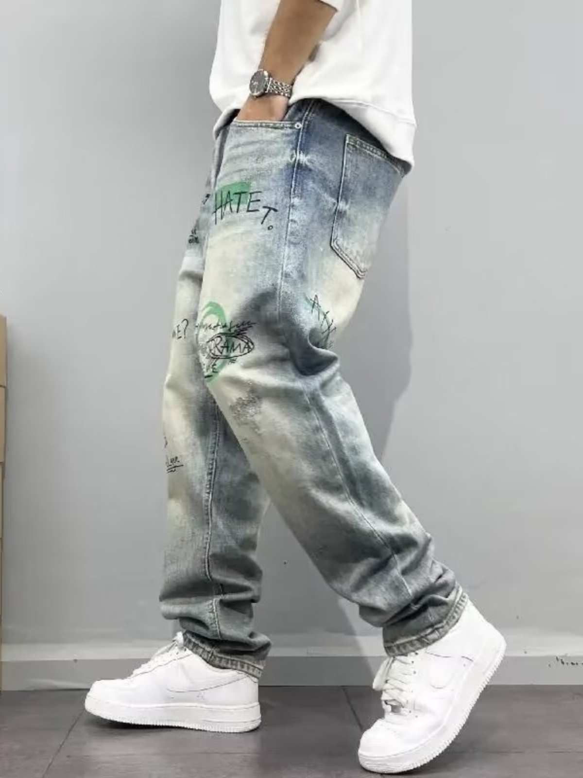 Streetwear Brand Jeans - Retro American Streetwear Men's Loose Fit