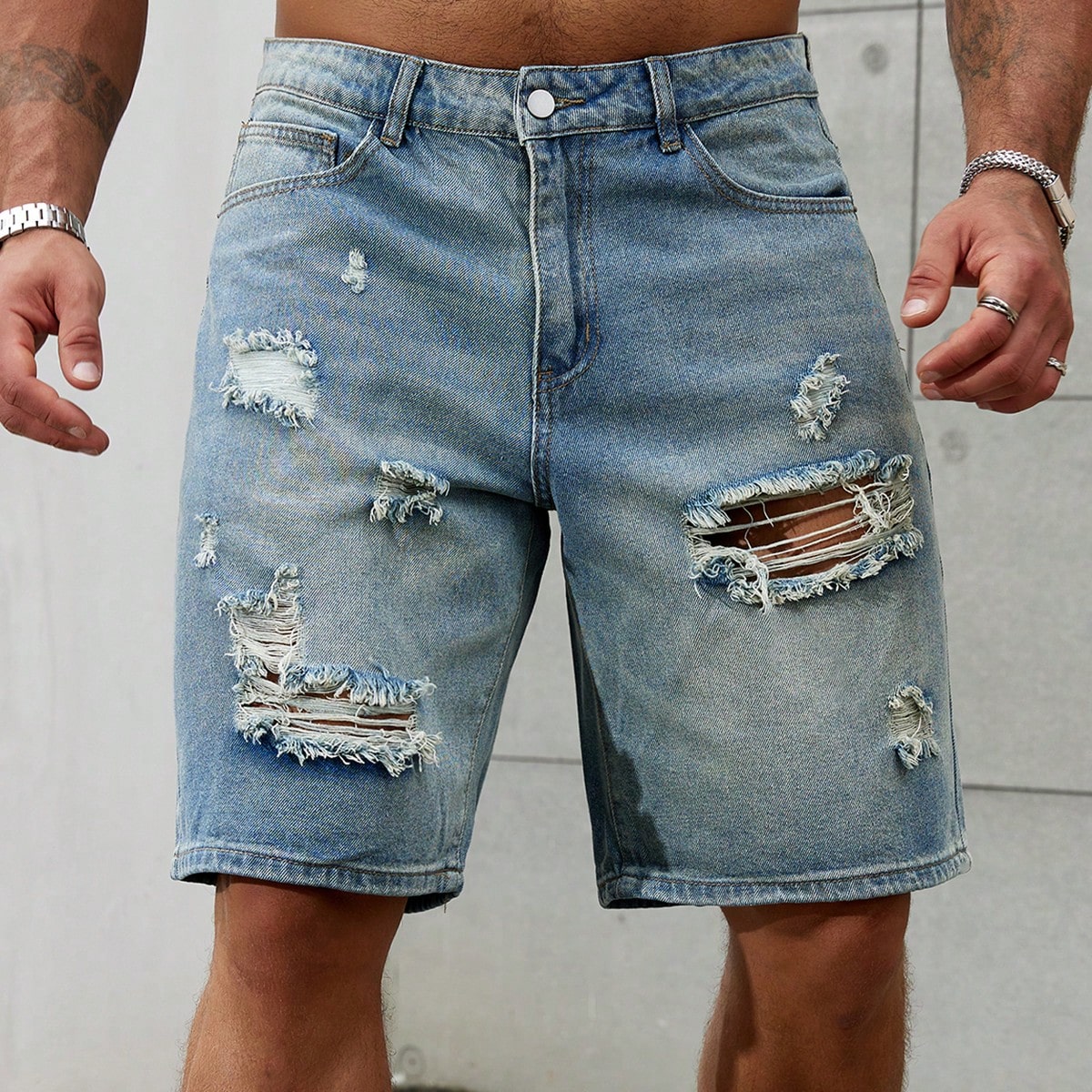 Streetwear Brand Jeans - New Fashion Mens Ripped Short Jeans