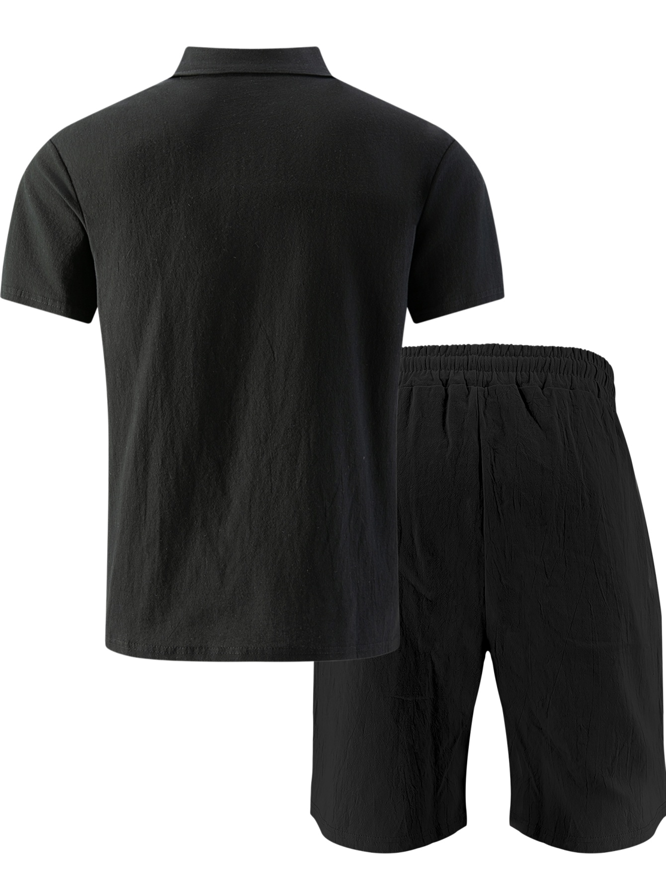 Men's Textured Linen Polo Shor - Streetwear Brand Shorts ulasan dan harga