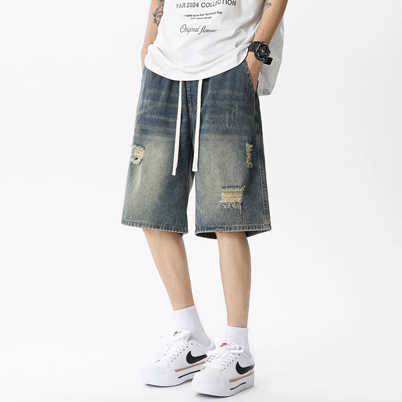 Summer Thin Denim Shorts Men's - Streetwear Brand Shorts ulasan dan harga