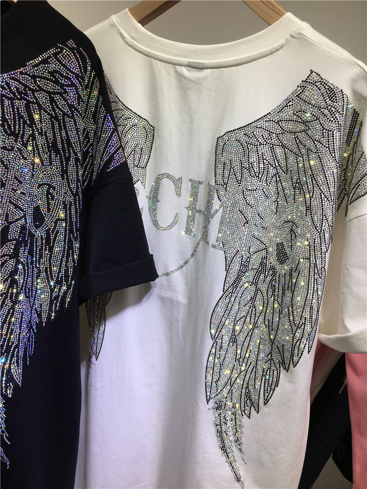 L-4XL Oversize Rhinestone Ange - Women Streetwear Brand ulasan dan harga