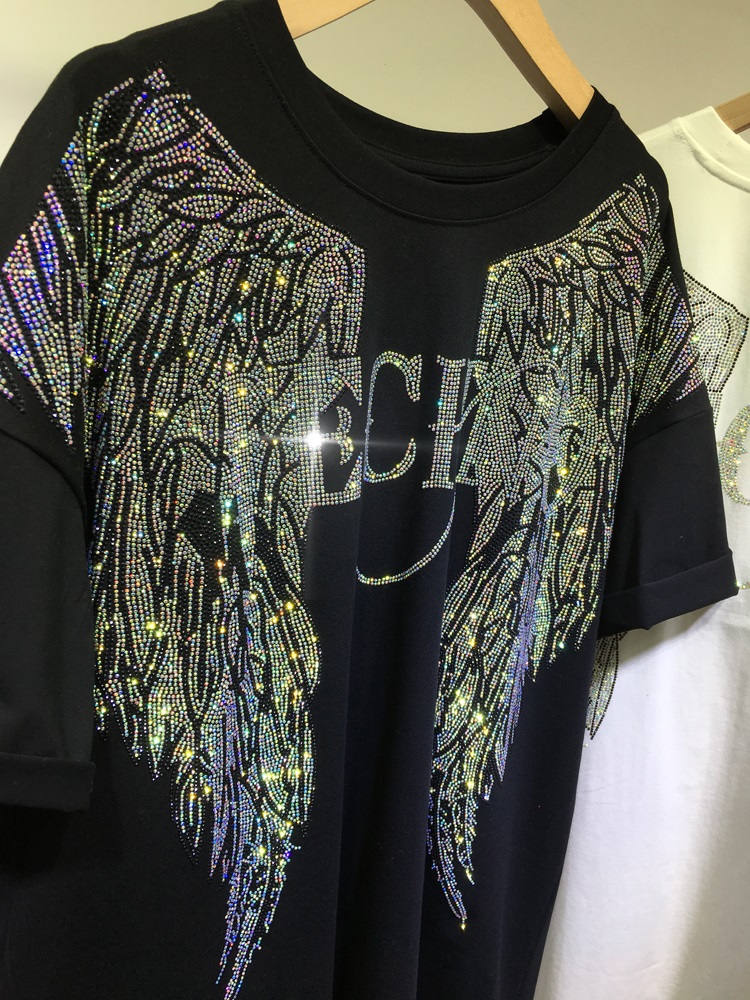 L-4XL Oversize Rhinestone Ange - Women Streetwear Brand ulasan dan harga