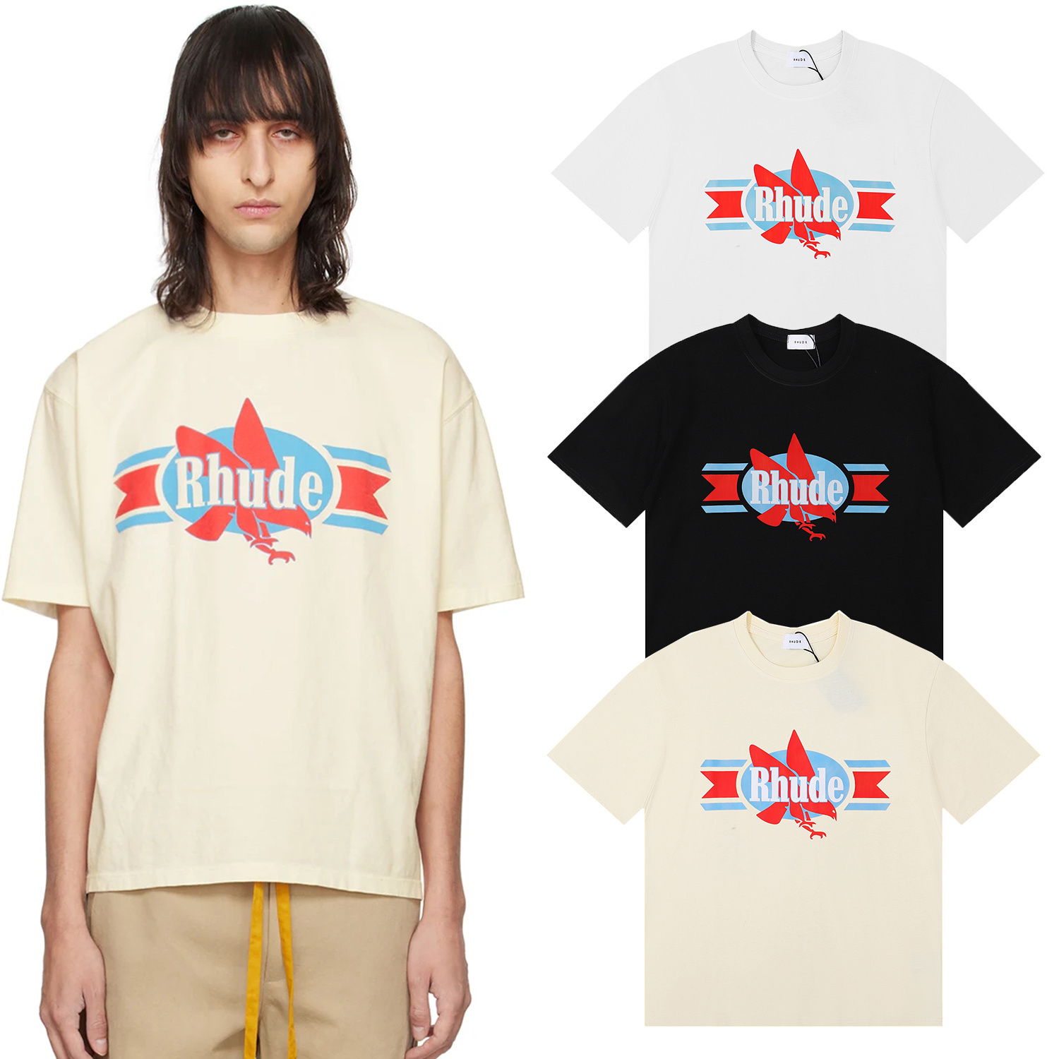 Loose Fit Cotton round Neck T- - Streetwear Brand Popular ulasan dan harga