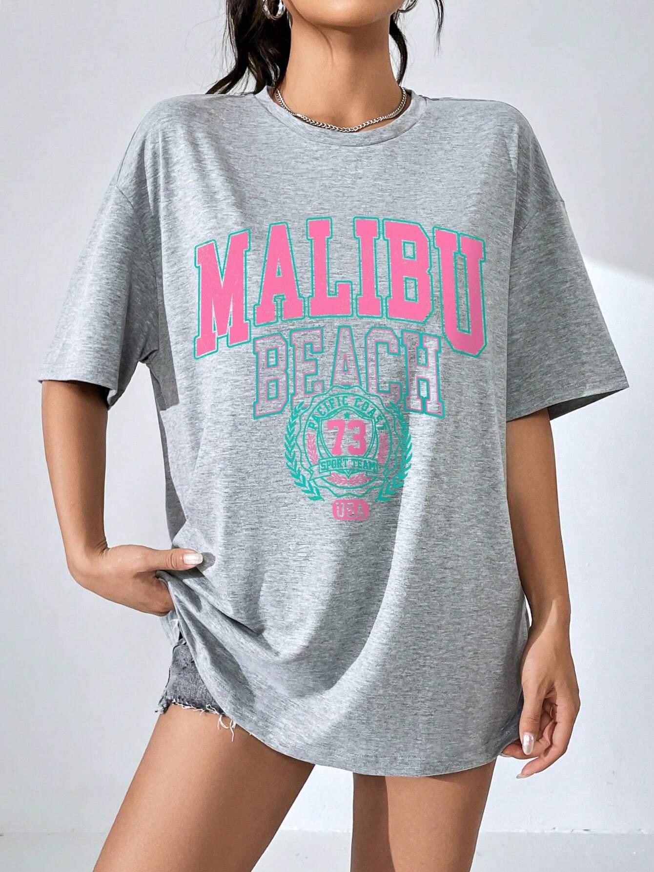 Malibu Beach Letter Print Prin - Women Streetwear Brand ulasan dan harga