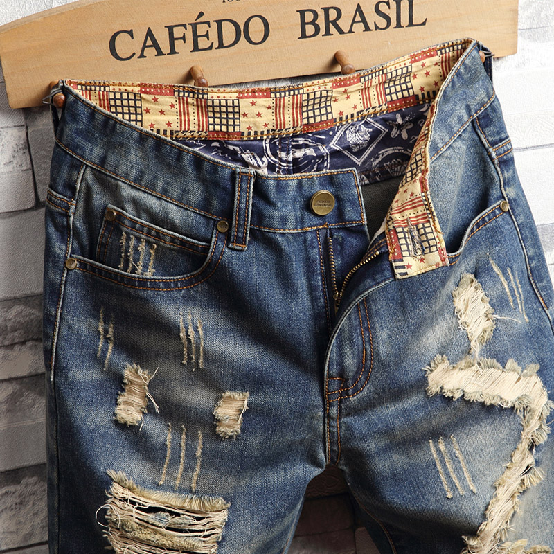 Ripped Hip-hop Denim Shorts Me - Streetwear Brand Shorts ulasan dan harga