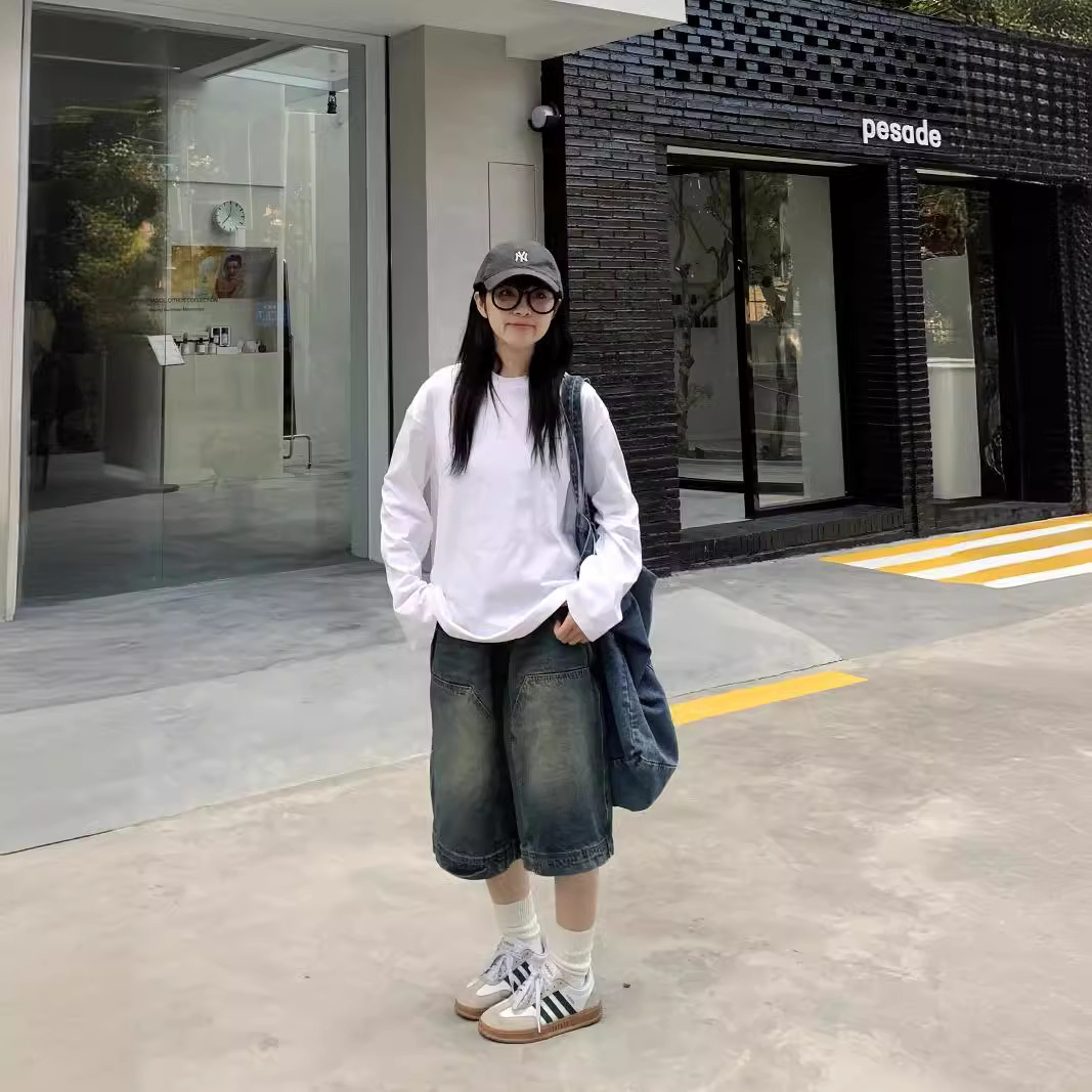 Women Y2K Vintage Baggy Jean S - Streetwear Brand Shorts ulasan dan harga
