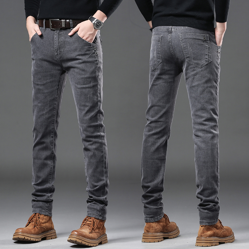 New Pure Gray Korean Slim Jean - Streetwear Brand Jeans ulasan dan harga