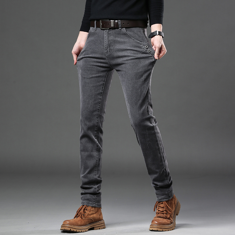 New Pure Gray Korean Slim Jean - Streetwear Brand Jeans ulasan dan harga