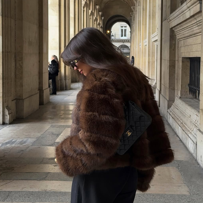 Vintage Brown Patchwork Fur Co - Streetwear Girl Brand ulasan dan harga