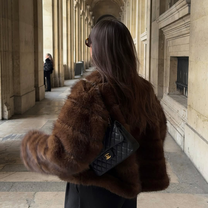 Vintage Brown Patchwork Fur Co - Streetwear Girl Brand ulasan dan harga