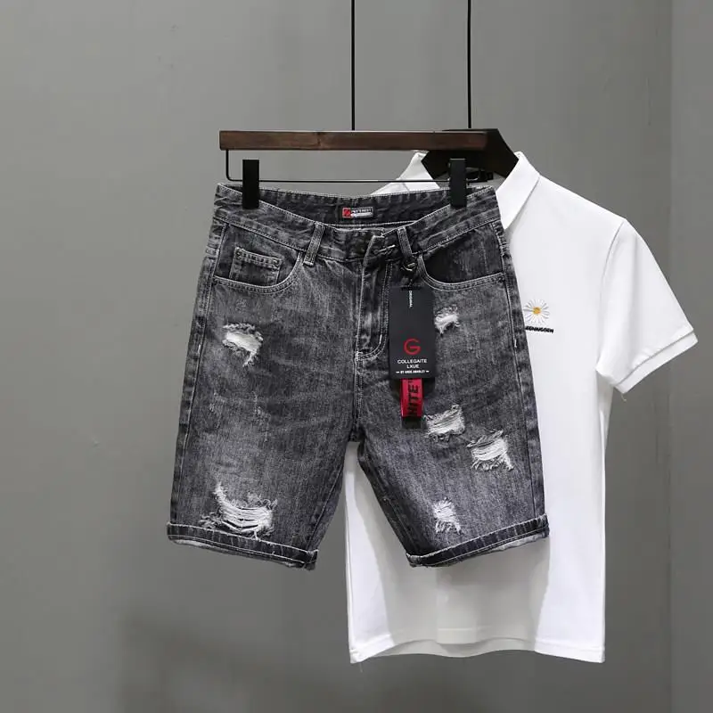 Men's Short Jeans Pants Black  - Streetwear Brand Shorts ulasan dan harga