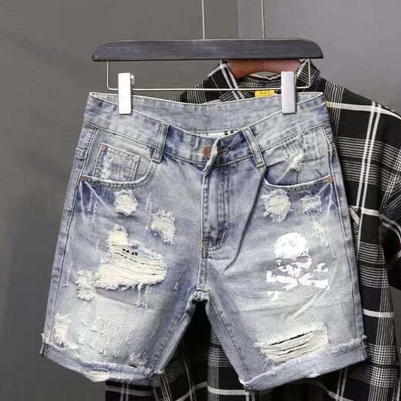 Summer Men's Worn Bead Hole Be - Streetwear Brand Shorts ulasan dan harga