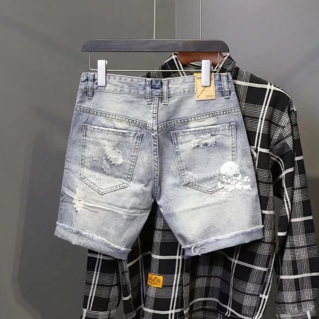 Summer Men's Worn Bead Hole Be - Streetwear Brand Shorts ulasan dan harga